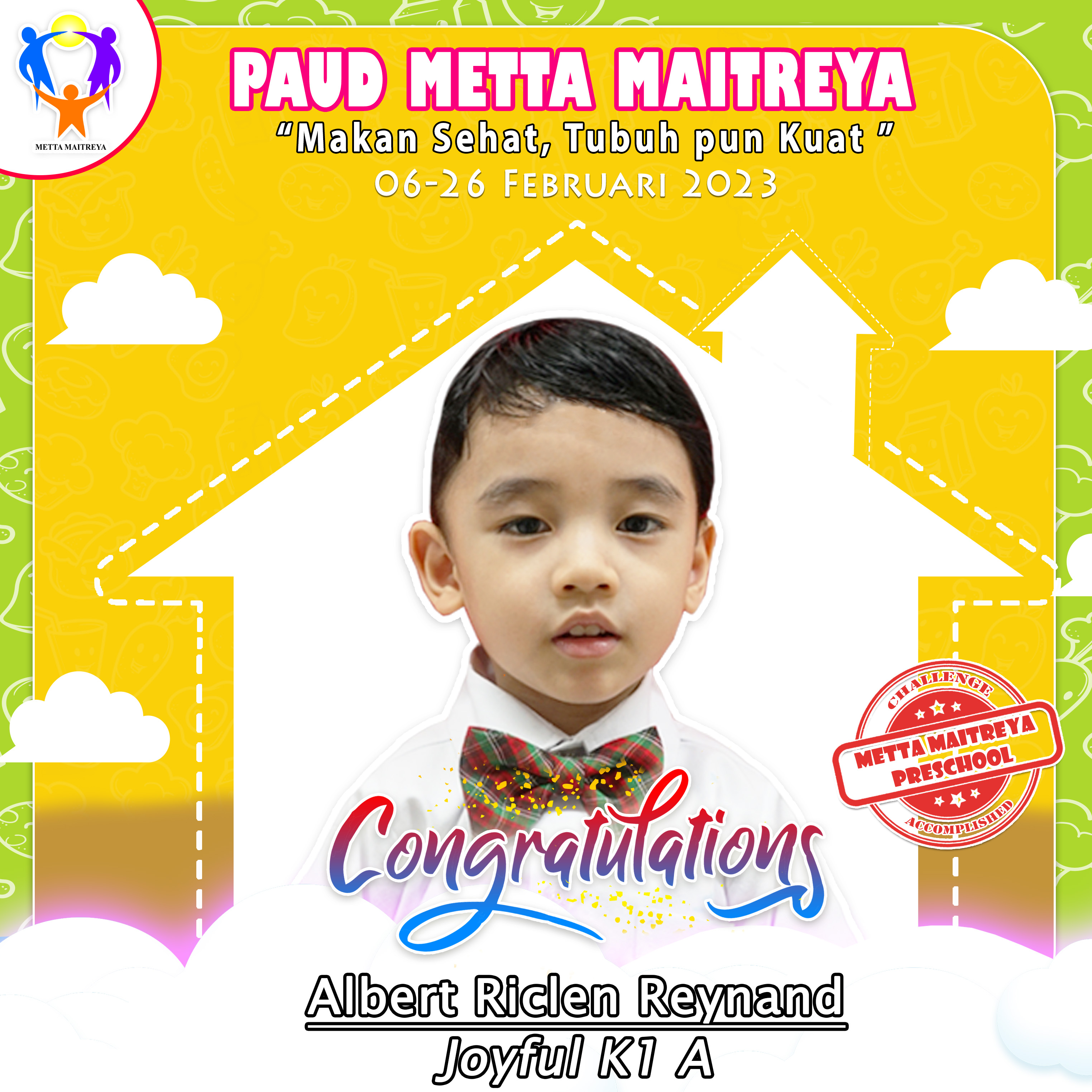 Pemenang 21 Days Good Habit Challenge February 2022 "Makan Sehat, Tubuh pun Kuat" | PAUD METTA MAITREYA